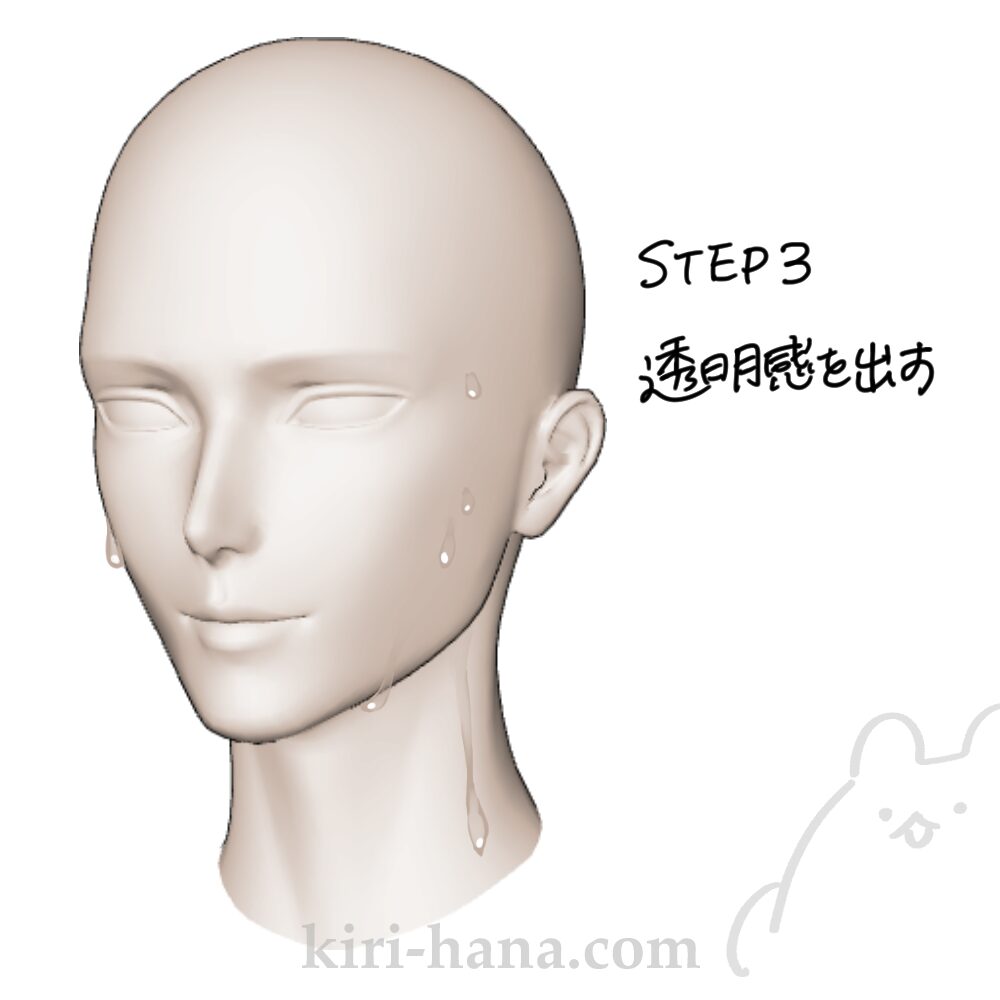 汗の透明感を出す