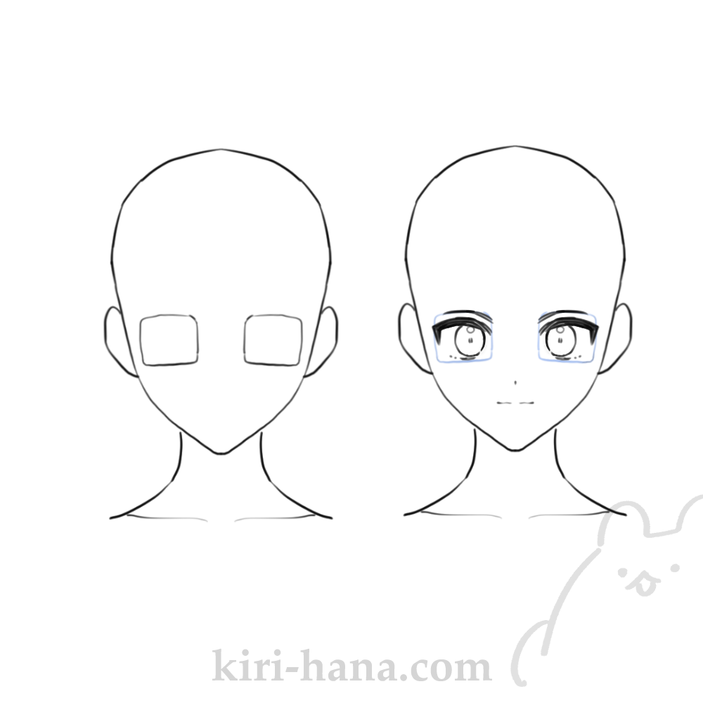 アタリを使って目を描く