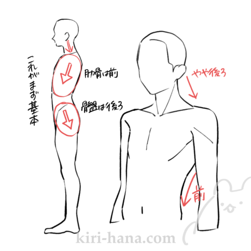 斜めを向いた体の基本